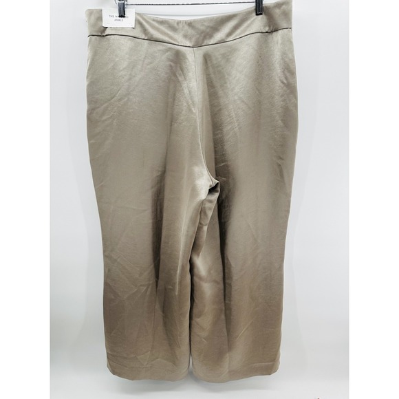 Ann Taylor Women's Medium NWT Sz 16 Satin Wide Leg Pants Champagne Tan HH47 - Picture 4 of 11